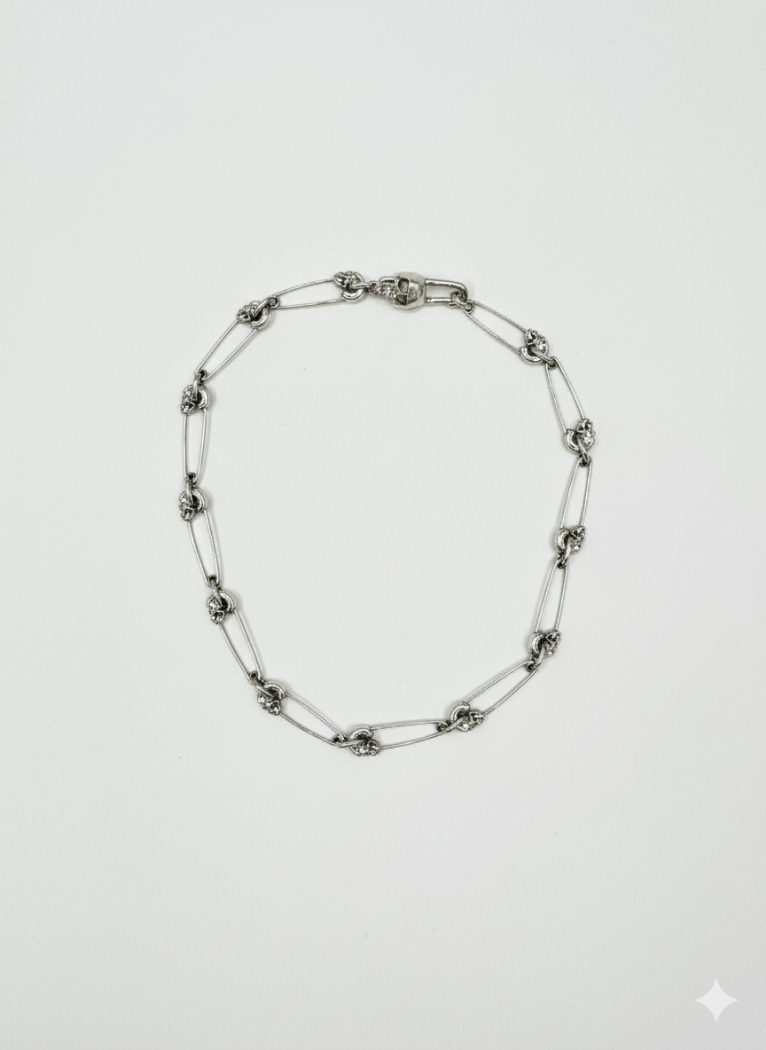 Clocks and Colours Sterling Silver Skull Safety Pin Necklace