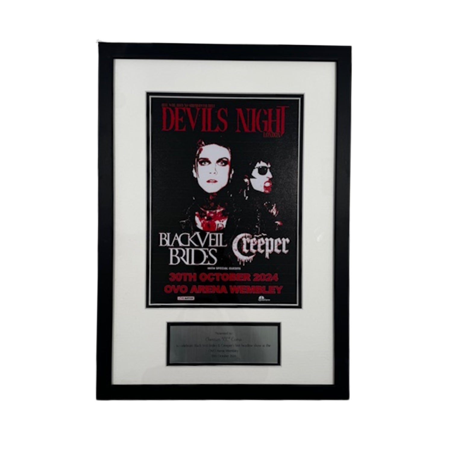 Black Veil Brides “Devils Night” Framed Show Plaque — Wembley Arena 2024