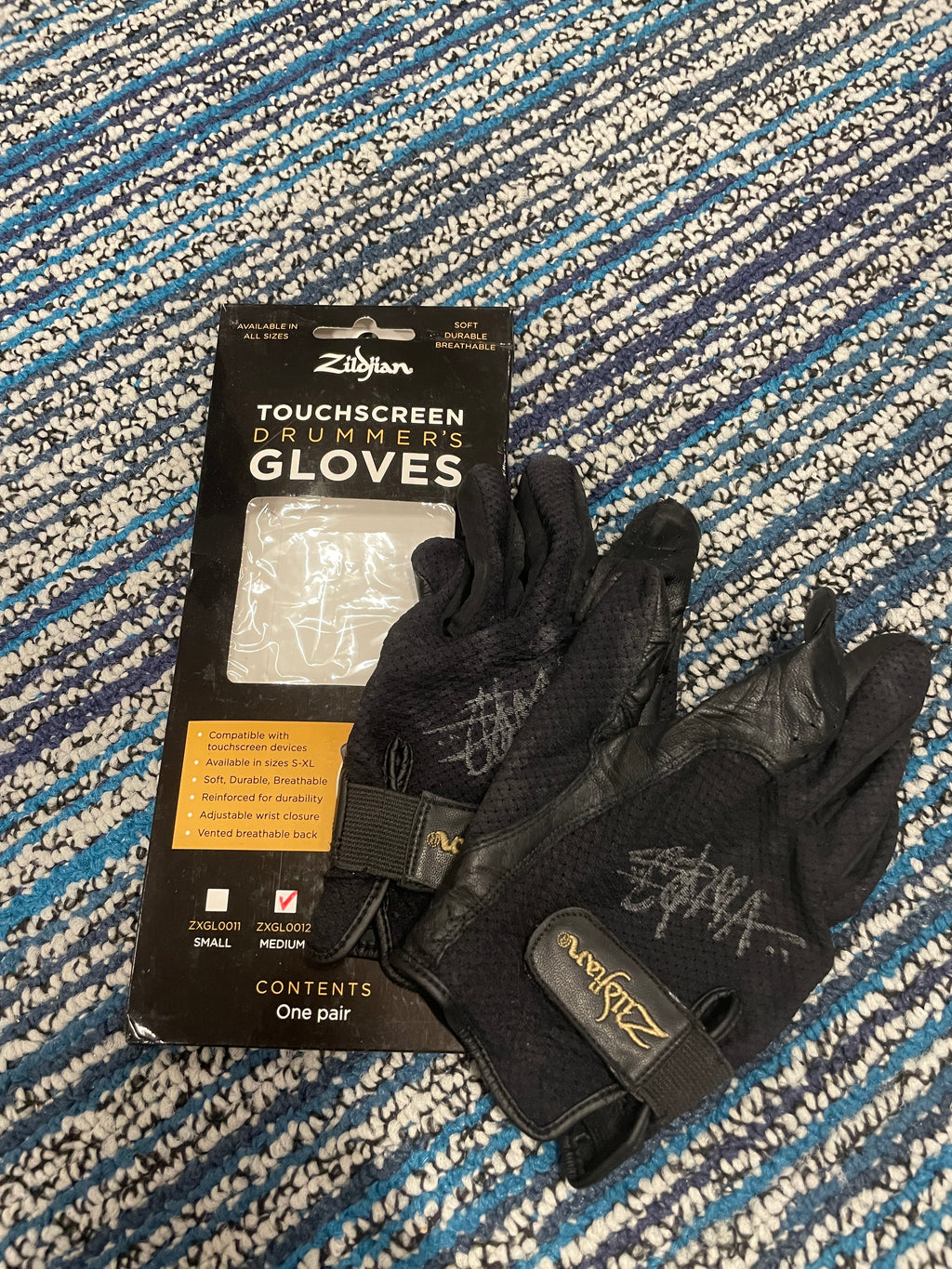 Autographed Zildjian Drummer Gloves Used On Tour