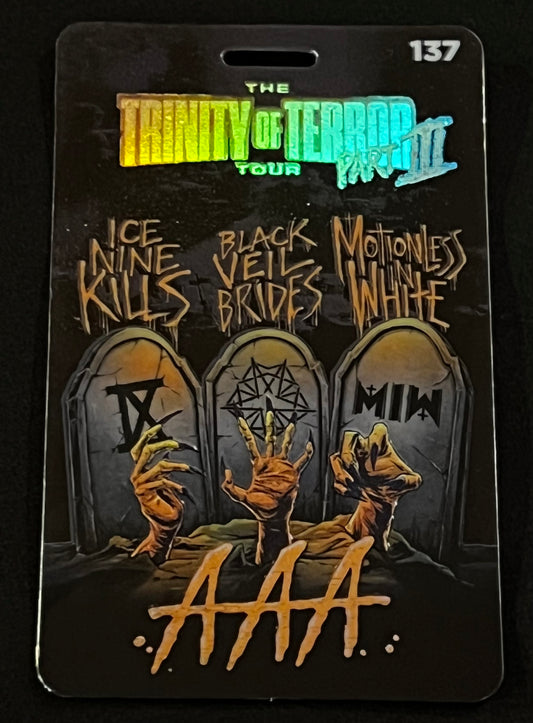 Official Trinity Of Terror Leg 3 Tour Laminate